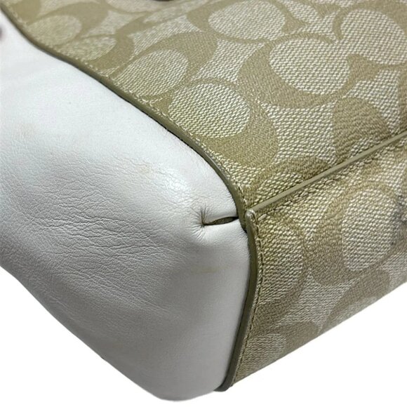 Auth COACH Signature F58290 Beige Cream PVC Leather - Handbag - Picture 5 of 9